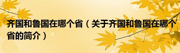 齐国和鲁国在哪个省（关于齐国和鲁国在哪个省的简介）