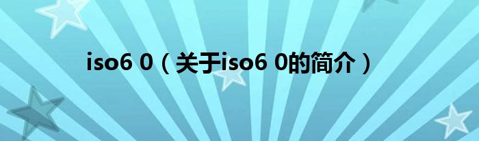 iso6 0（关于iso6 0的简介）