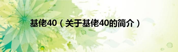 基佬40（关于基佬40的简介）