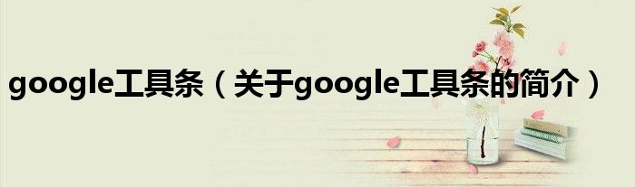 google工具条（关于google工具条的简介）