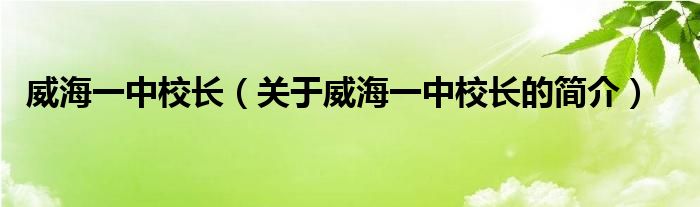 威海一中校长（关于威海一中校长的简介）