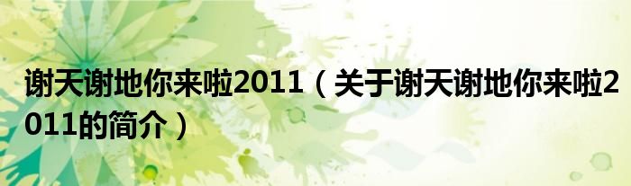 谢天谢地你来啦2011（关于谢天谢地你来啦2011的简介）