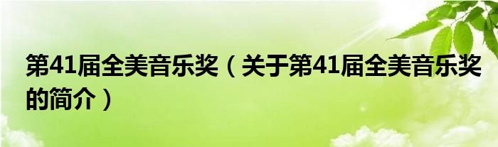 第41届全美音乐奖（关于第41届全美音乐奖的简介）