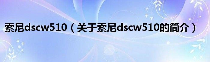 索尼dscw510（关于索尼dscw510的简介）