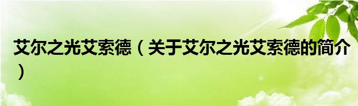 艾尔之光艾索德（关于艾尔之光艾索德的简介）