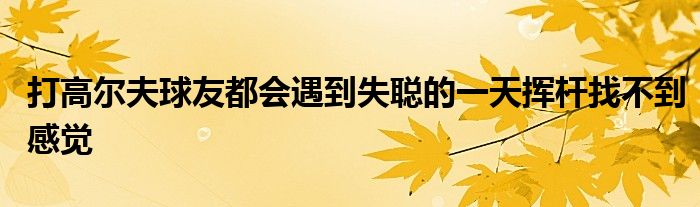 打高尔夫球友都会遇到失聪的一天挥杆找不到感觉