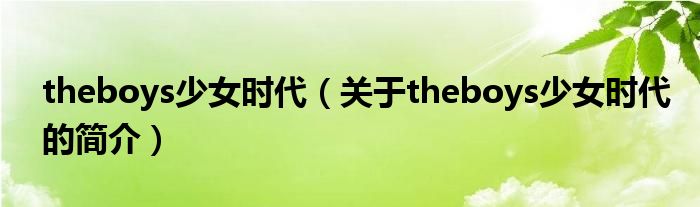 theboys少女时代（关于theboys少女时代的简介）