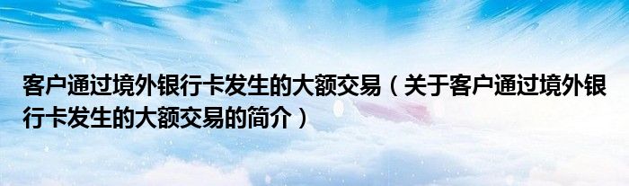 客户通过境外银行卡发生的大额交易（关于客户通过境外银行卡发生的大额交易的简介）