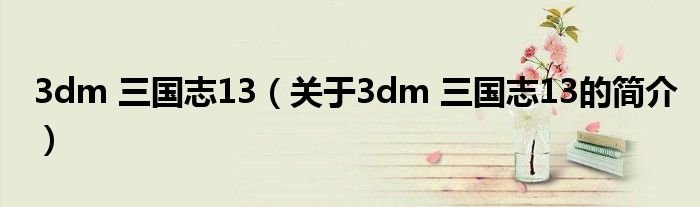 3dm 三国志13（关于3dm 三国志13的简介）