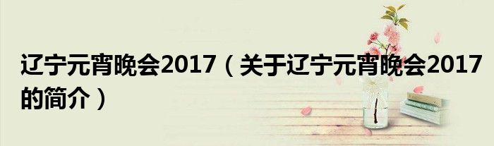 辽宁元宵晚会2017（关于辽宁元宵晚会2017的简介）