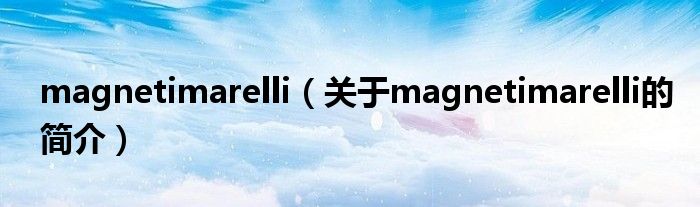 magnetimarelli（关于magnetimarelli的简介）