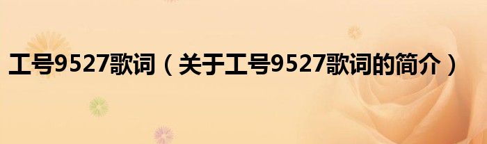 工号9527歌词（关于工号9527歌词的简介）