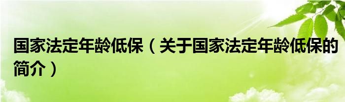 国家法定年龄低保（关于国家法定年龄低保的简介）