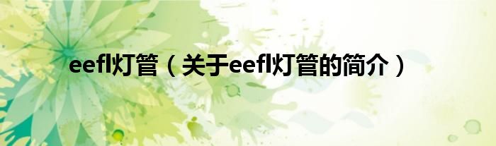 eefl灯管（关于eefl灯管的简介）