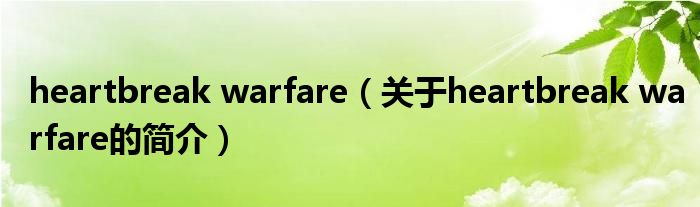 heartbreak warfare（关于heartbreak warfare的简介）