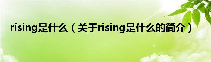 rising是什么（关于rising是什么的简介）