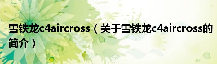 雪铁龙c4aircross（关于雪铁龙c4aircross的简介）