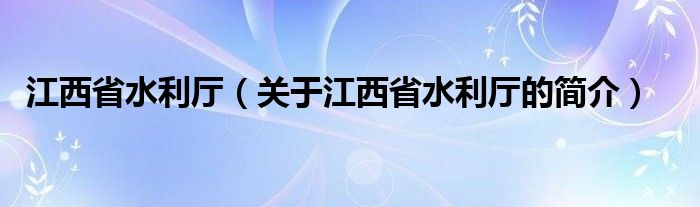 江西省水利厅（关于江西省水利厅的简介）