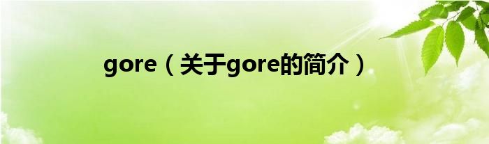 gore（关于gore的简介）