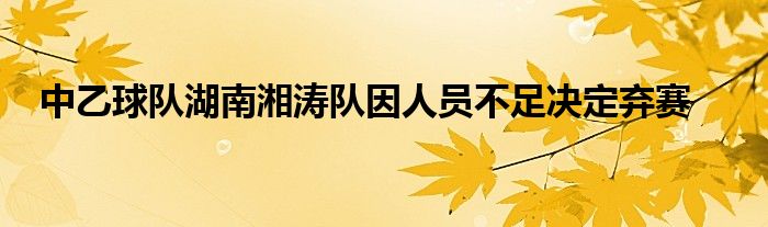 中乙球队湖南湘涛队因人员不足决定弃赛