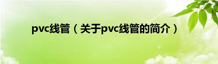 pvc线管（关于pvc线管的简介）