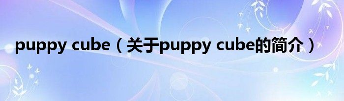 puppy cube（关于puppy cube的简介）