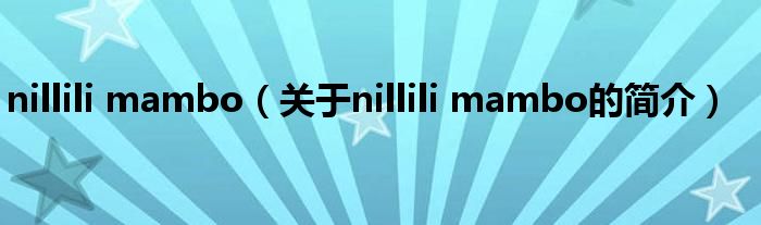 nillili mambo（关于nillili mambo的简介）
