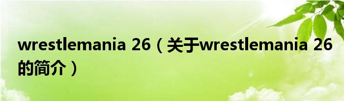 wrestlemania 26（关于wrestlemania 26的简介）