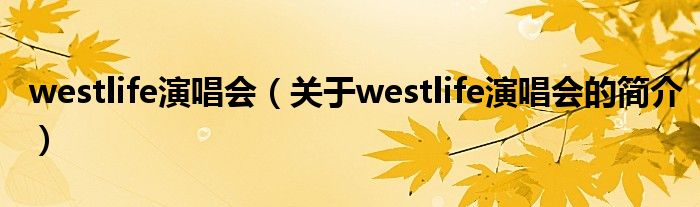 westlife演唱会（关于westlife演唱会的简介）