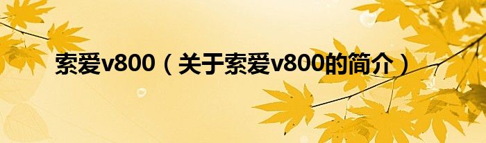 索爱v800（关于索爱v800的简介）