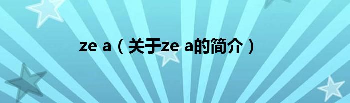 ze a（关于ze a的简介）