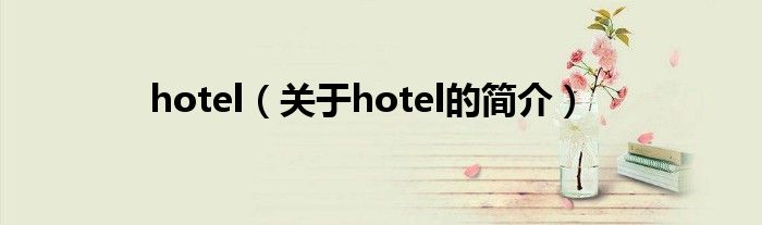 hotel（关于hotel的简介）