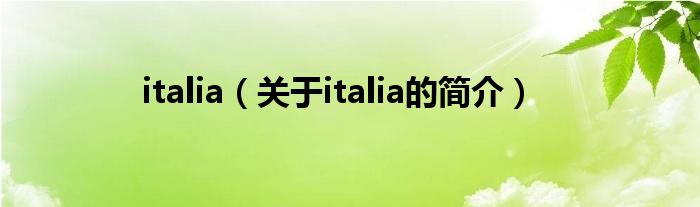 italia（关于italia的简介）