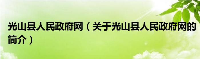 光山县人民政府网（关于光山县人民政府网的简介）