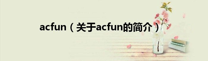 acfun（关于acfun的简介）