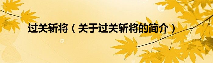 过关斩将（关于过关斩将的简介）