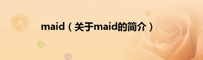 maid（关于maid的简介）