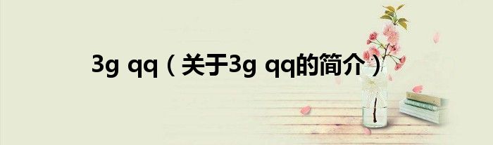 3g qq（关于3g qq的简介）