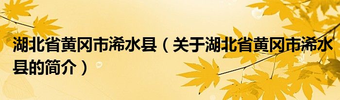 湖北省黄冈市浠水县（关于湖北省黄冈市浠水县的简介）