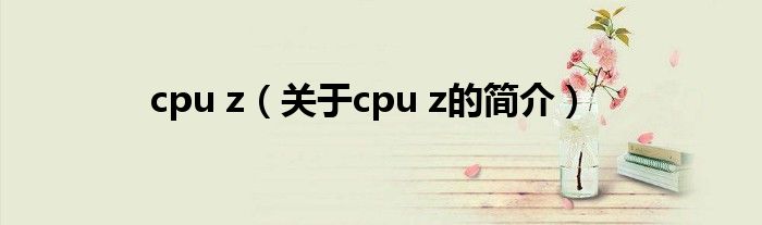 cpu z（关于cpu z的简介）