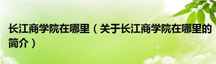 长江商学院在哪里（关于长江商学院在哪里的简介）