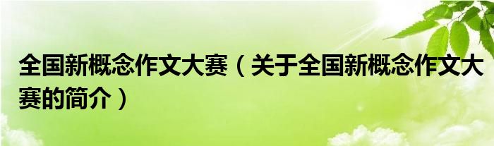 全国新概念作文大赛（关于全国新概念作文大赛的简介）