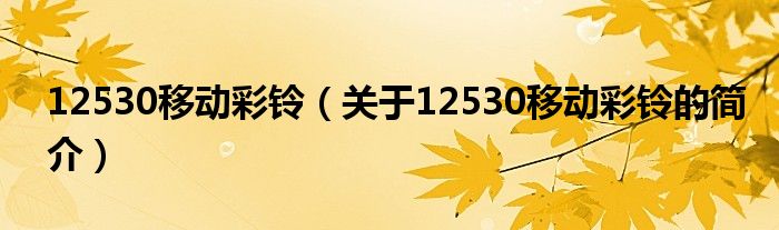 12530移动彩铃（关于12530移动彩铃的简介）