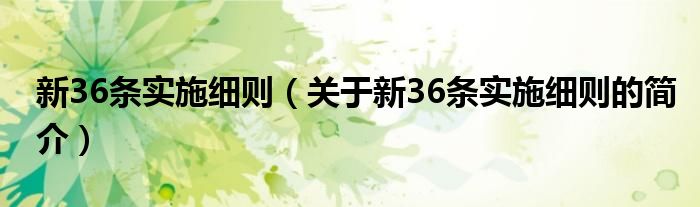 新36条实施细则（关于新36条实施细则的简介）