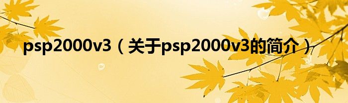 psp2000v3（关于psp2000v3的简介）