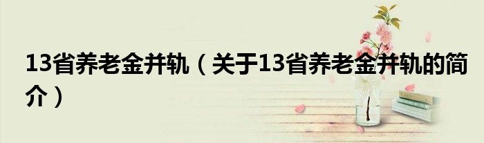 13省养老金并轨（关于13省养老金并轨的简介）