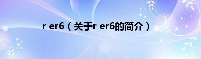 r er6（关于r er6的简介）