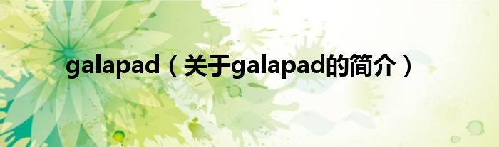 galapad（关于galapad的简介）