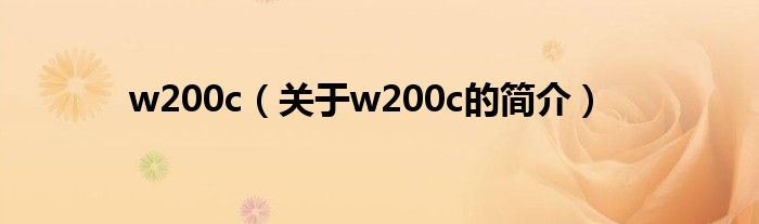 w200c（关于w200c的简介）