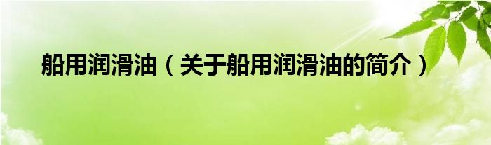 船用润滑油（关于船用润滑油的简介）